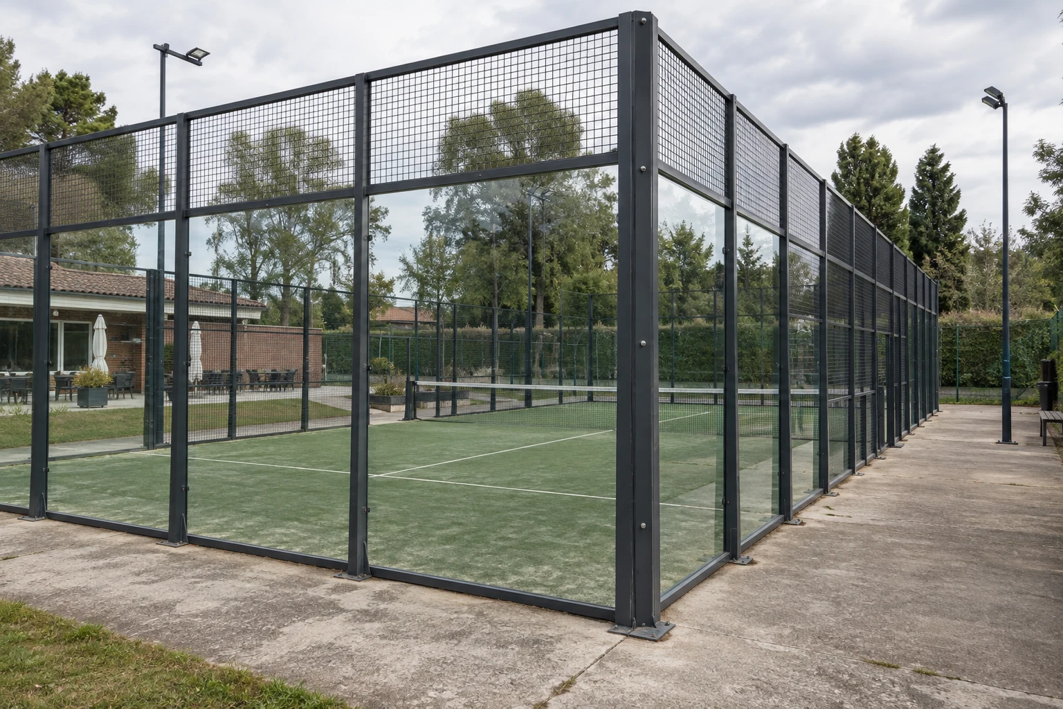Illustrative outdoor padel court