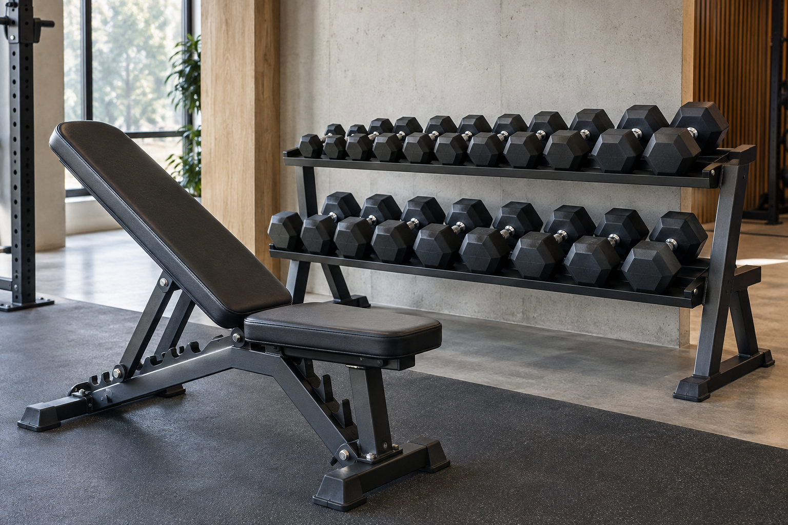 Free weights & storage illustrative equipment scene