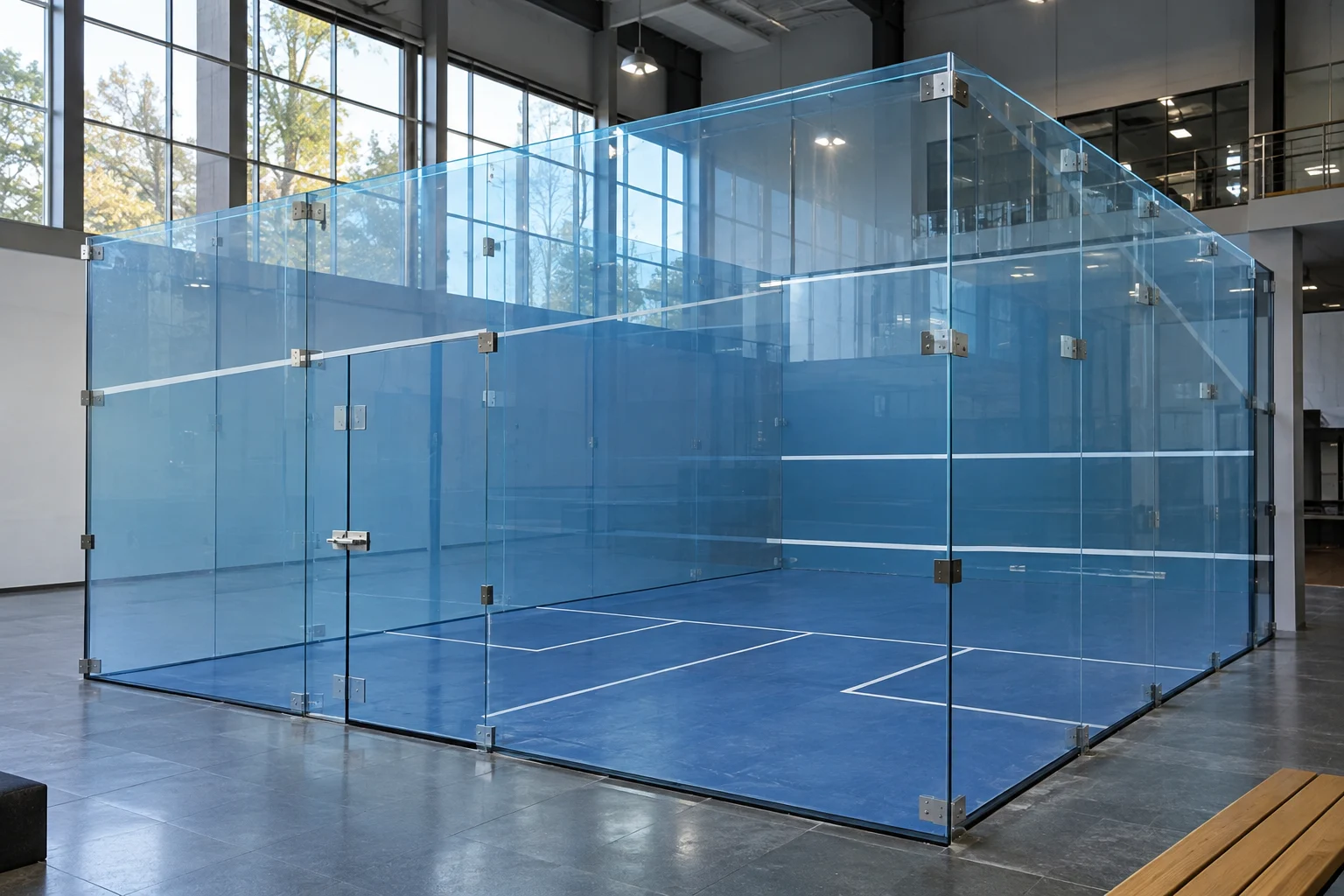 All-glass squash court concept